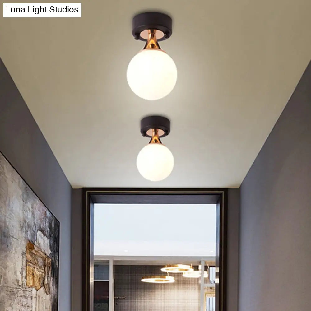 Contemporary Milk Glass Hallway Ceiling Light Fixture