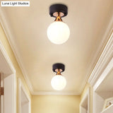 Contemporary Milk Glass Hallway Ceiling Light Fixture