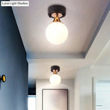 Contemporary Milk Glass Hallway Ceiling Light Fixture