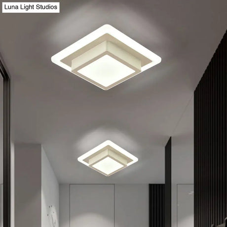 Contemporary Mini Round/Square Flush Mount Ceiling Light In Black/White With Metal Finish - Led