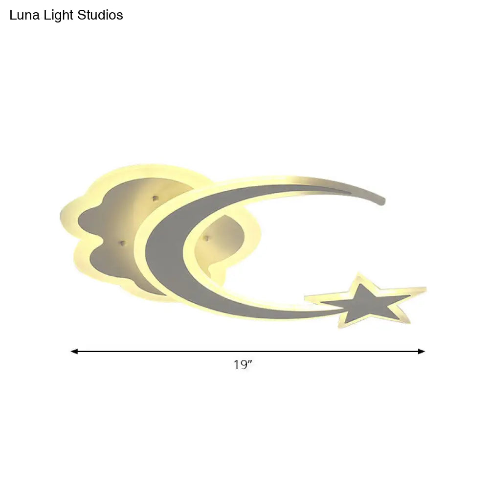 Contemporary Moon And Star Bedroom Ceiling Light