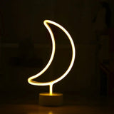 Contemporary Moon Shaped Led Table Lamp Battery Operated Plastic Night Light (White) White / Warm