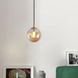Contemporary Multi-Color Glass Ball Pendulum Light For Dining Table - 1 Head Ceiling Pendant Amber