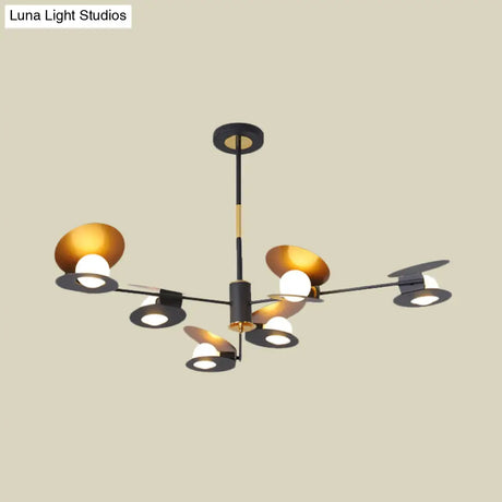 Contemporary Mussel-Shaped Ceiling Chandelier: 6/8-Bulb Living Room Suspension Lamp In Blue/Black &