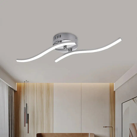 Contemporary Nickel Semi Flush Led Flushmount For Living Room - Warm/White Light / Warm