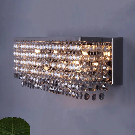 Contemporary Octagon Crystal Wall Light With Chrome Finish And 3/4 Bulbs 3 /