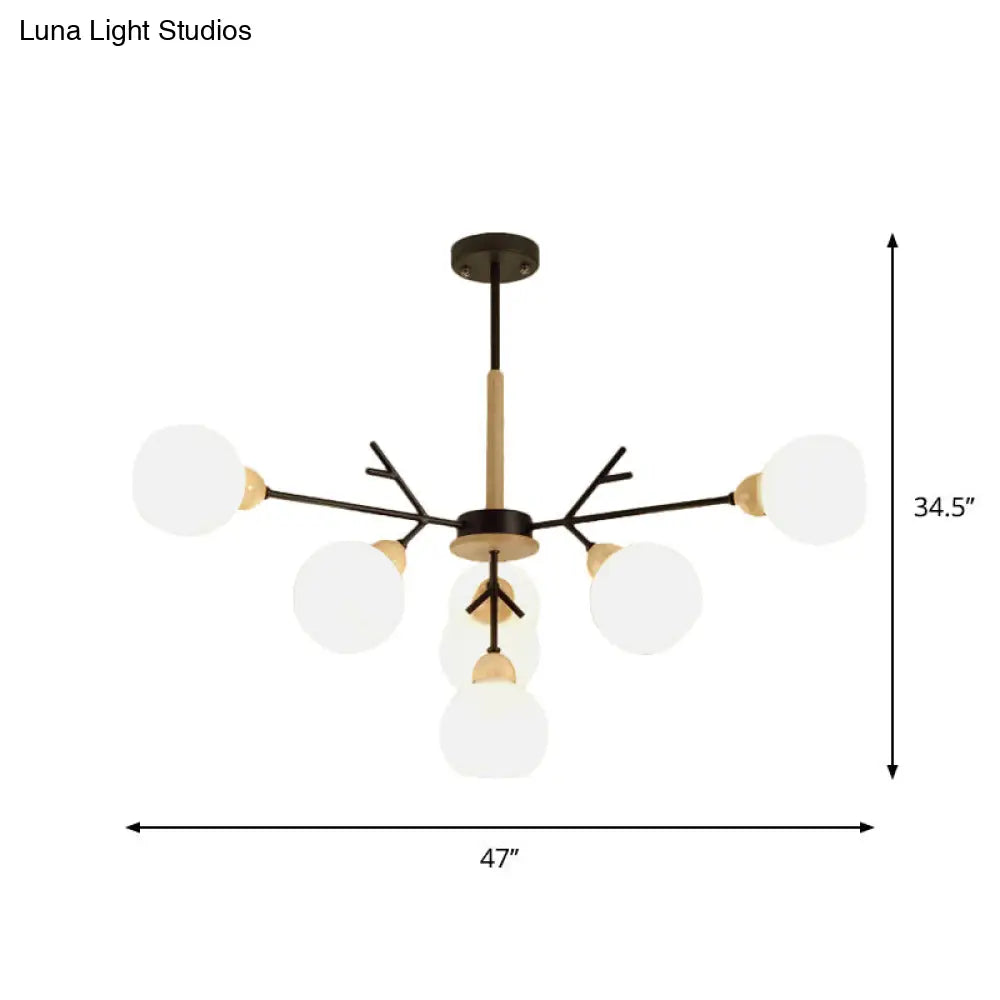 Contemporary Branch Chandelier With Opal Glass Shades - 7/13 Lights For Restaurant Ceiling