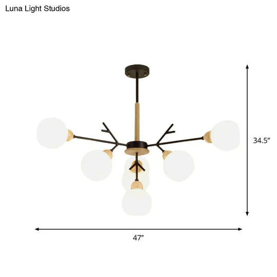 Contemporary Branch Chandelier With Opal Glass Shades - 7/13 Lights For Restaurant Ceiling