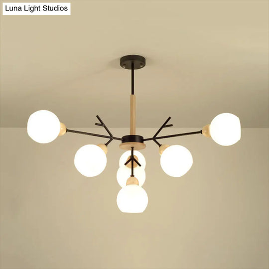 Contemporary Branch Chandelier With Opal Glass Shades - 7/13 Lights For Restaurant Ceiling