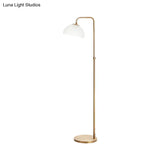 Contemporary Opal Glass Floor Lamp With Brass Finish - Stylish 1-Bulb Reading Lighting For Living