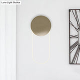 Contemporary Oval Wall Lamp With Led Acrylic Light Fixture And Gold Metal Shade For Bedrooms