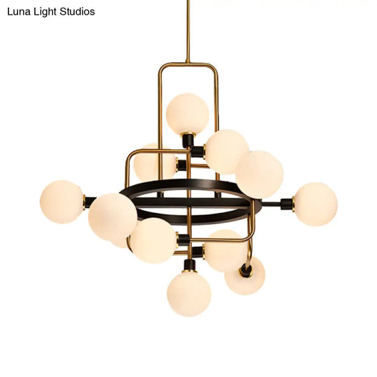 Contemporary Pendant Chandelier With Amber/Smoke/White Glass - Orbit Restaurant Study Room Lighting