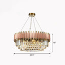 Contemporary Pink Crystal Chandelier Pendant Light For Living Room / 23.5’