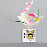 Contemporary Plastic Blooming Flower Wall Nightlight - Yellow/Pink/Peach Led Night Light With Plug