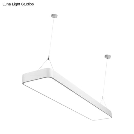 Contemporary Rectangle Pendant Light With Led Acrylic Shade Black/White 4’/8’/12’ W