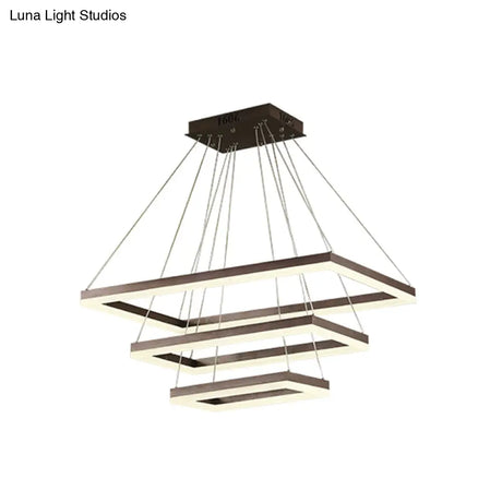 Contemporary Rectangular Acrylic Coffee Led Chandelier - 3/4/5 Tiers Hanging Pendant Lamp