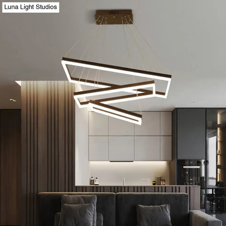 Contemporary Rectangular Acrylic Coffee Led Chandelier - 3/4/5 Tiers Hanging Pendant Lamp