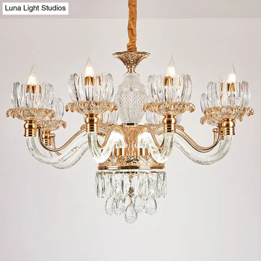 Contemporary Rose Gold Crystal Pendant Chandelier - Flower Design Ideal For Living Room Décor 8 /