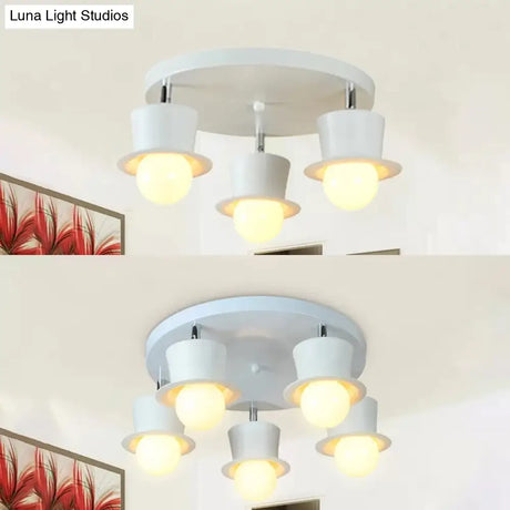 Contemporary Rotatable Ceiling Lamp In White For Boys’ Bedroom