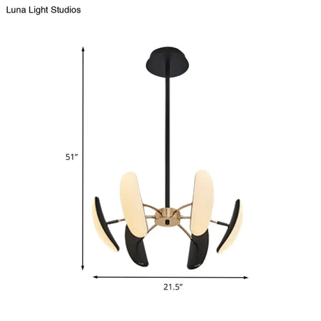 Contemporary Rotatable Oval Chandelier Acrylic 4/6 Heads Black Ceiling Pendant for Dining Room 18’’/21.5’’ Wide