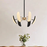 Contemporary Rotatable Oval Chandelier Acrylic 4/6 Heads Black Ceiling Pendant for Dining Room 18’’/21.5’’ Wide Black