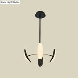 Contemporary Rotatable Oval Chandelier Acrylic 4/6 Heads Black Ceiling Pendant for Dining Room 18’’/21.5’’ Wide