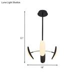 Contemporary Rotatable Oval Chandelier Acrylic 4/6 Heads Black Ceiling Pendant for Dining Room 18’’/21.5’’ Wide