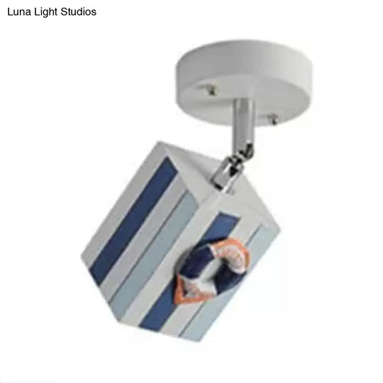 Contemporary Rotatable Rectangular Metal Gallery Ceiling Mount Spotlight With High Brightness Blue /