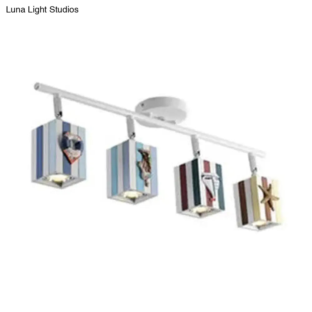 Contemporary Rotatable Rectangular Metal Gallery Ceiling Mount Spotlight With High Brightness Blue /