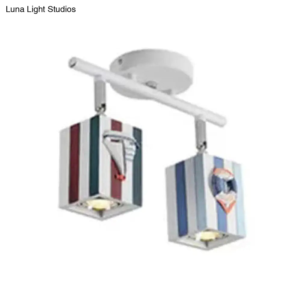 Contemporary Rotatable Rectangular Metal Gallery Ceiling Mount Spotlight With High Brightness Blue /