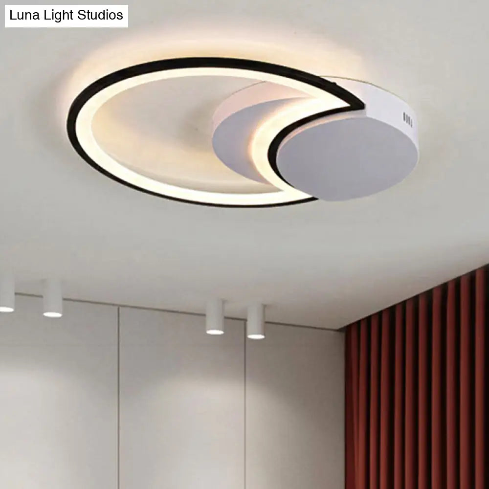 Contemporary Round Acrylic Flush Mount Ceiling Light For Living Room Décor Black-White / 16 White