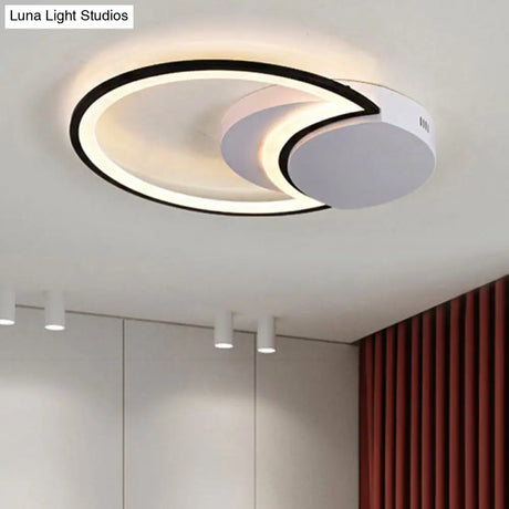 Contemporary Round Acrylic Flush Mount Ceiling Light For Living Room Décor Black-White / 16 White