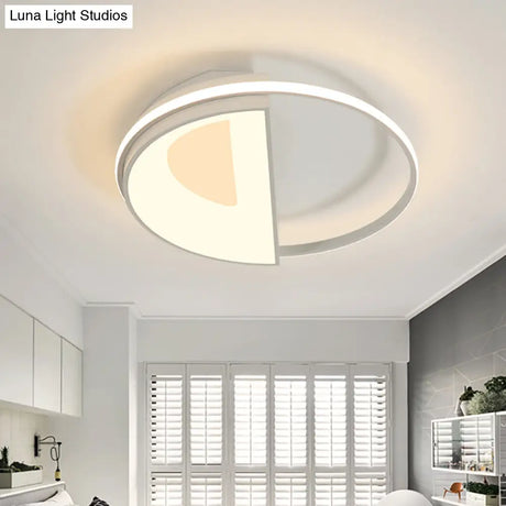 Contemporary Round Acrylic Flush Mount Lamp Led 18’/21.5’ Wide White/Pink/Blue For Bedroom In