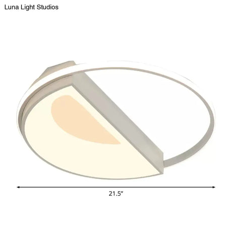 Contemporary Round Acrylic Flush Mount Lamp Led 18’/21.5’ Wide White/Pink/Blue For Bedroom In