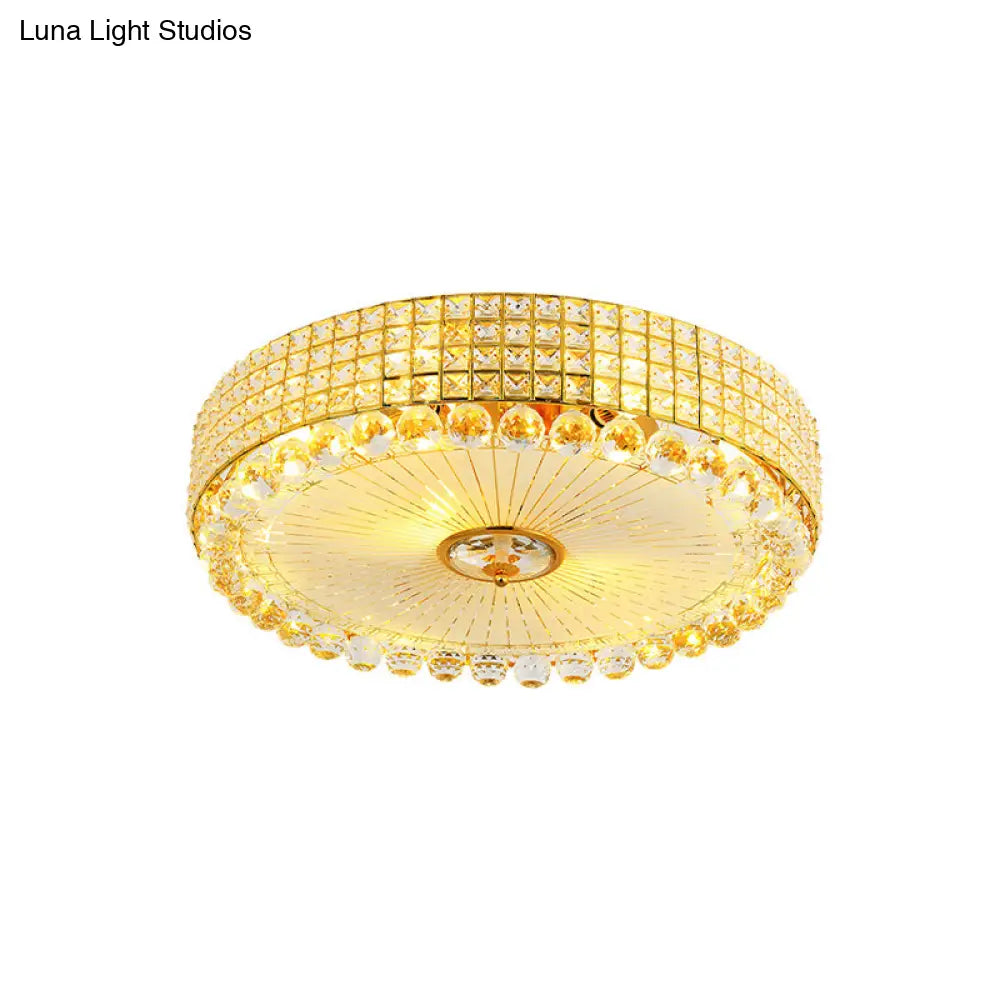 Contemporary Round Crystal Flush Light - 16’/24’ Led Bedroom Ceiling Lamp In Silver/Gold