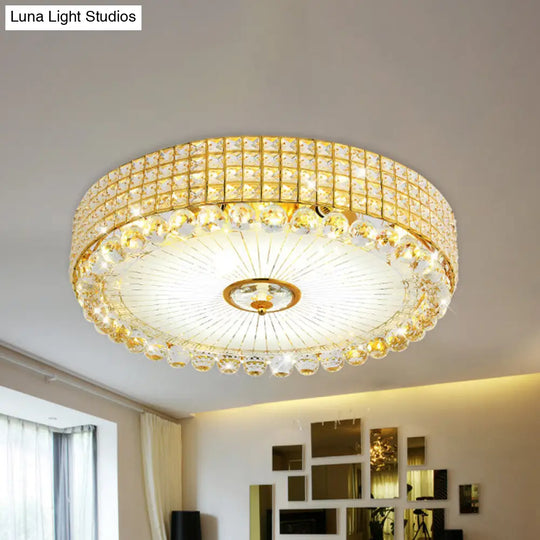 Contemporary Round Crystal Flush Light - 16/24 Led Bedroom Ceiling Lamp In Silver/Gold Gold / 16