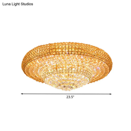 Contemporary Round Crystal Led Flush Light Fixture For Ceiling Mount - 2 - Layer Design Ideal