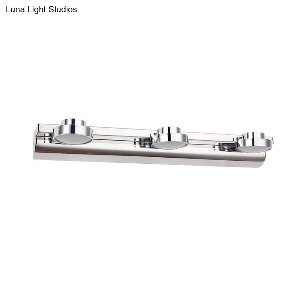 Contemporary Round Wall Lamp - Stainless Steel With 2/3 Lights And Warm/White Light Silver Finish