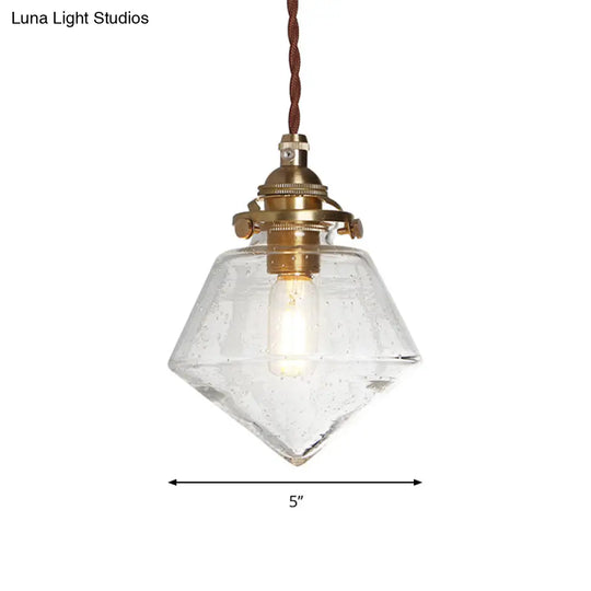 Contemporary Schoolhouse Pendant Glass Lamp With Clear Shade For Kitchen Island