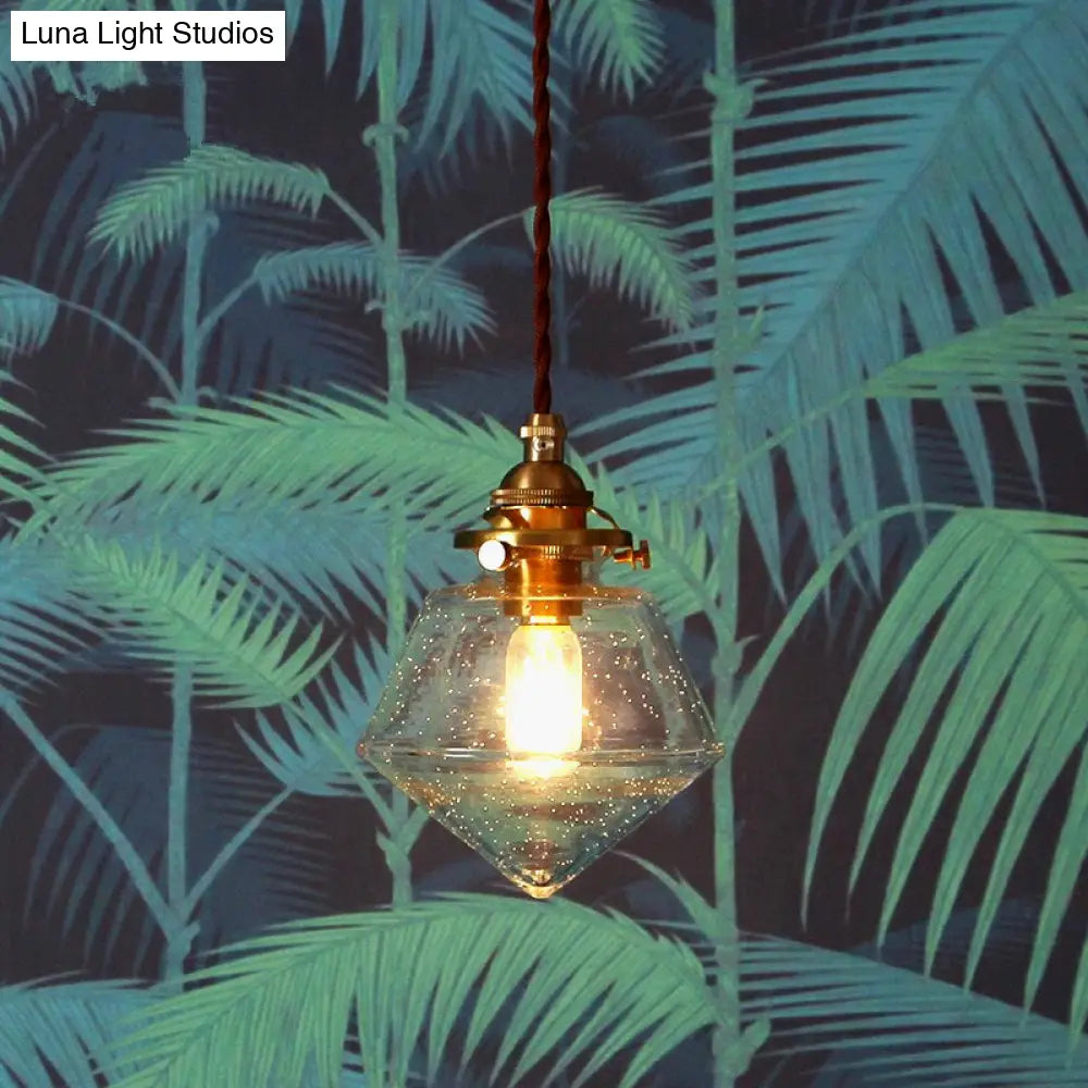 Contemporary Schoolhouse Pendant Glass Lamp With Clear Shade For Kitchen Island