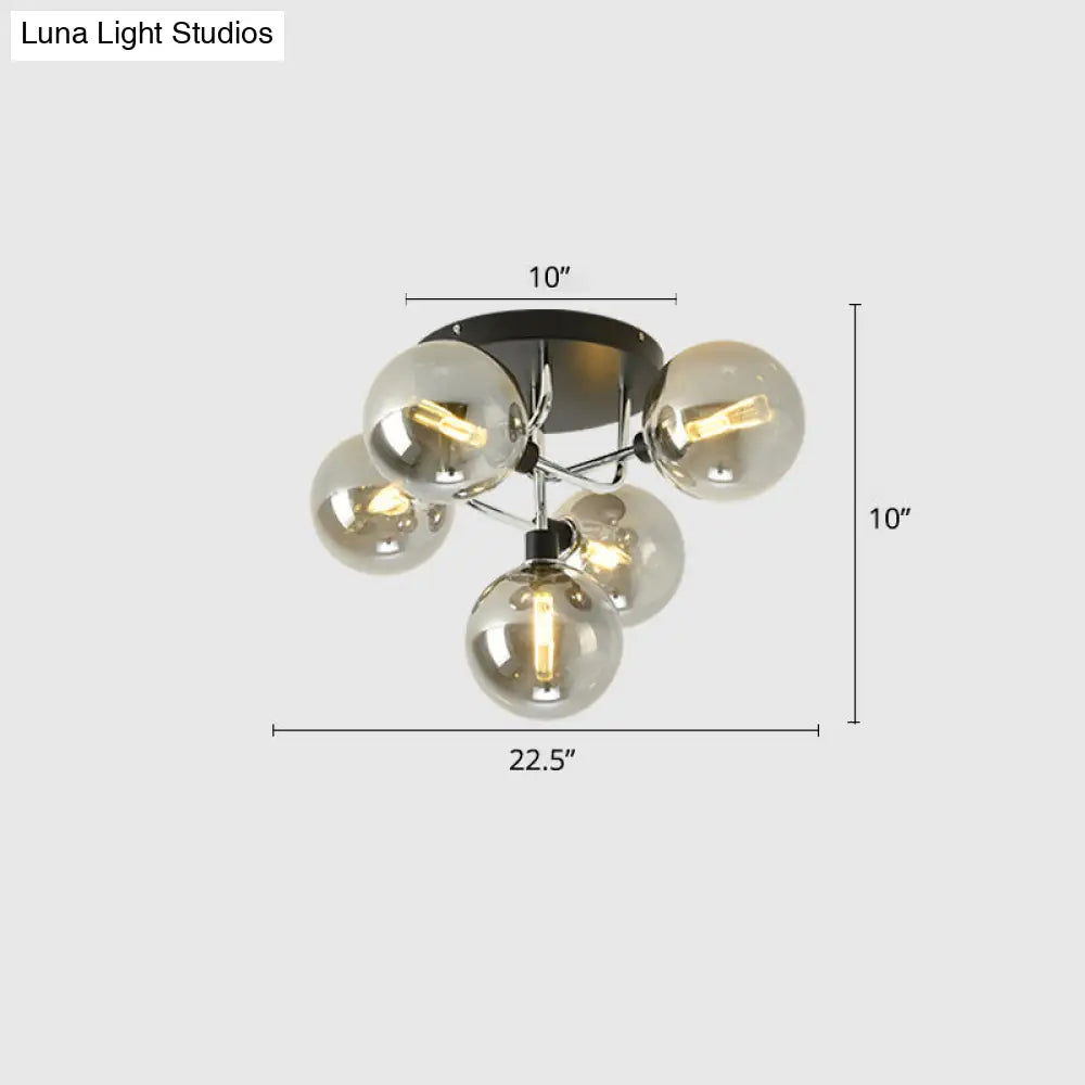 Contemporary Semi Flush Bubble Glass Ceiling Light For Living Room 5 / Chrome Smoke Grey
