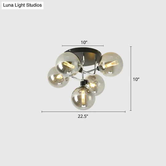 Contemporary Semi Flush Bubble Glass Ceiling Light For Living Room 5 / Chrome Smoke Grey