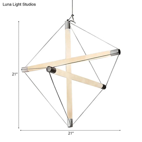 Contemporary Silver Chandelier With Geometric Acrylic Shade - 3/6 Lights Hanging Lighting