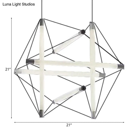 Contemporary Silver Chandelier With Geometric Acrylic Shade - 3/6 Lights Hanging Lighting