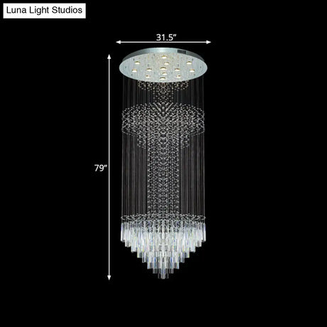Contemporary Silver Crystal Led Cluster Pendant Light With 13 Heads And Rods