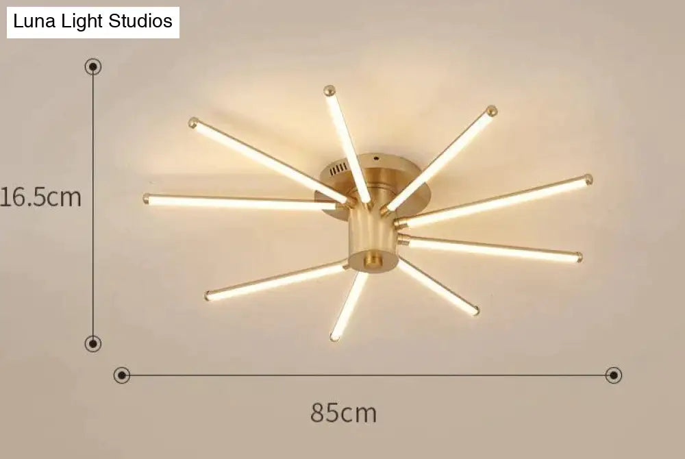 Contemporary Simple Creative Living Room Led Revolving Fireworks Ceiling Golden 9 Warm Light