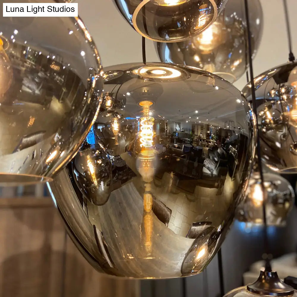Contemporary Smoked Glass Gray Pendant Light For Dining Room Table