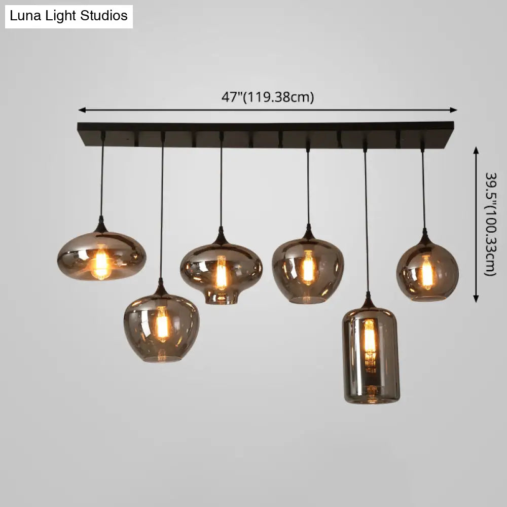 Contemporary Smoked Glass Gray Pendant Light For Dining Room Table