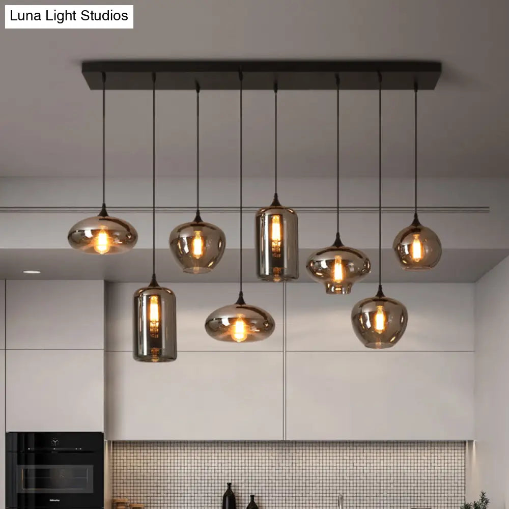 Contemporary Smoked Glass Gray Pendant Light For Dining Room Table