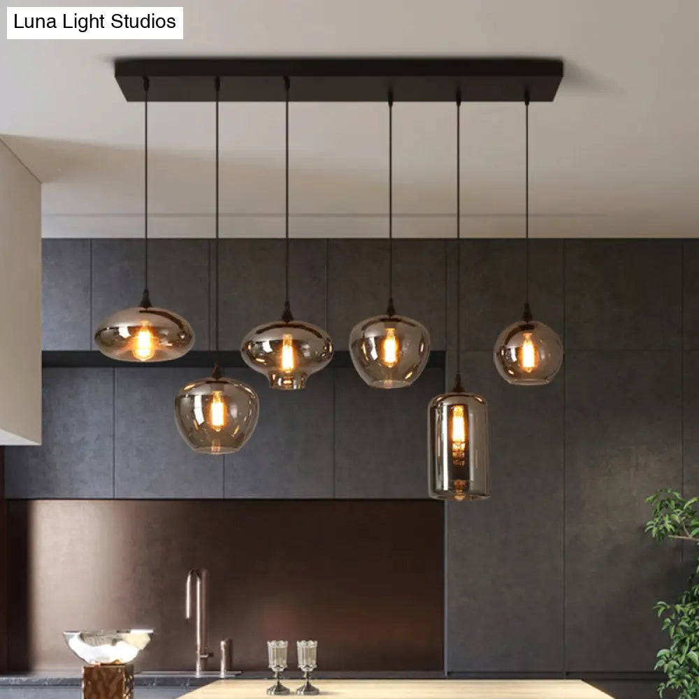 Contemporary Smoked Glass Gray Pendant Light For Dining Room Table